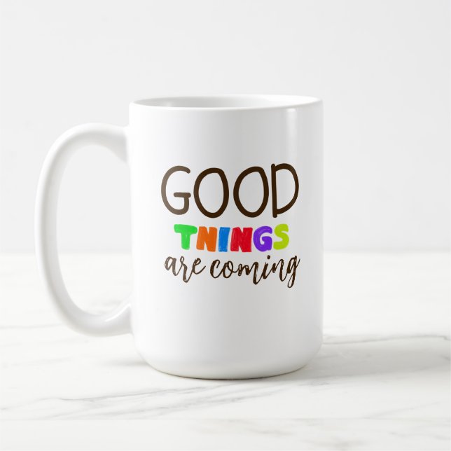 Café Caneca de Letra Mão Positiva Moderna (Esquerda)