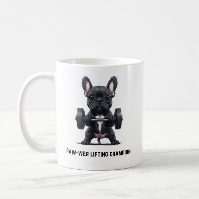 Café Caneca de Levantador de Peso Frenchie (Esquerda)