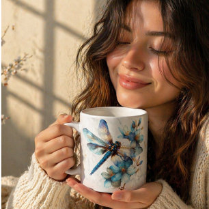 Café Caneca de Libélula Aquarela Personalizada