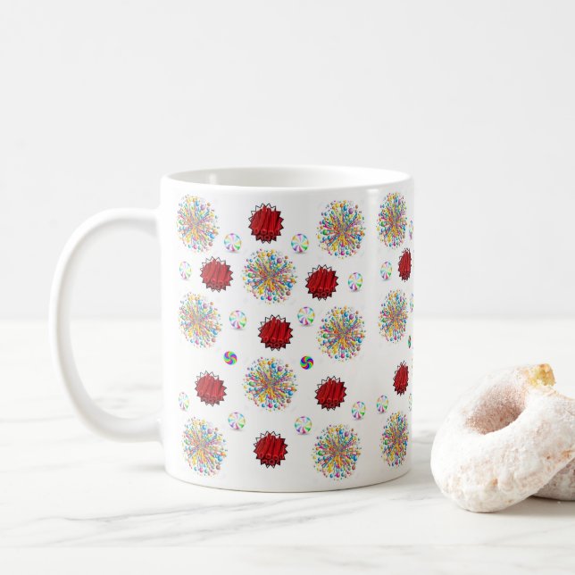 Café Caneca de Licor de Cereja Vermelha (Com Donut)