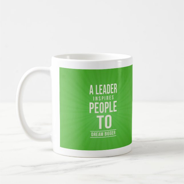Café Caneca de líder - verde com citação (Esquerda)