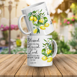 Café Caneca de Limão Floral com Versículo Bíblico
