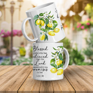 Café Caneca de Limão Floral com Versículo Bíblico