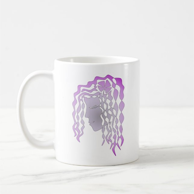 Café Caneca de Linha Arte Roxa Cinza Mulher Pacífica Pe (Esquerda)