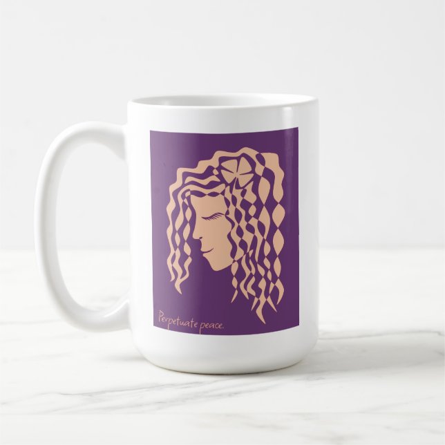 Café Caneca de Linha de Arte Roxa de Mulher Pacífico Pe (Esquerda)