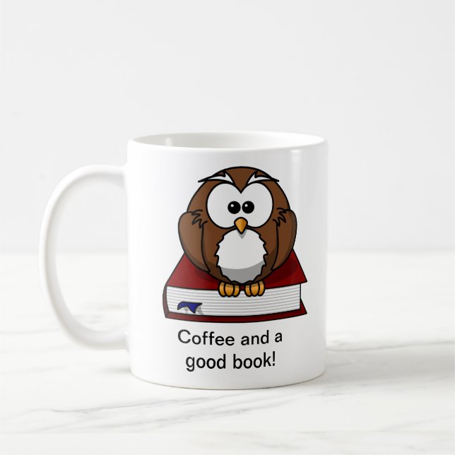 Café Caneca de Livro de Coruja Fofa (Esquerda)