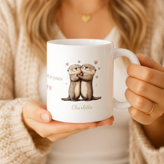 Café Caneca de Lontra Personalizada Meu Coração É Seu