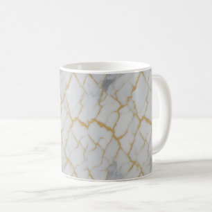 Café Caneca de Luxo Mármore Branco e Veias Douradas