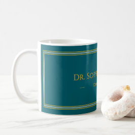 Café Caneca de Luxo Personalizada Azul Profundo Dourado