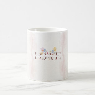 Café Caneca de Luxo Romântica – Flores Pastel AMOR