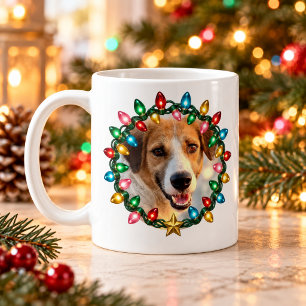Café Caneca de Luzes de Natal com Foto de Animal de Est