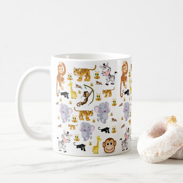 Café Caneca de Macaco Elefante Tigre (Com Donut)