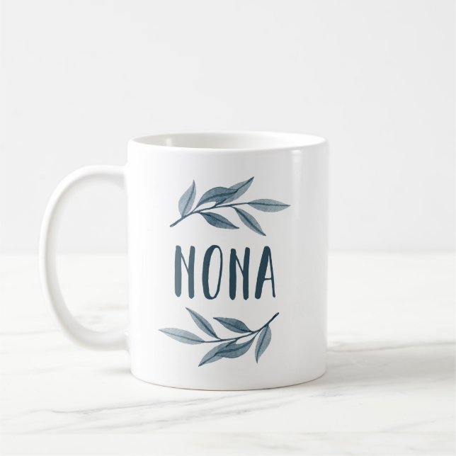 Café Caneca de madrinha grega Nona com folhas (Esquerda)