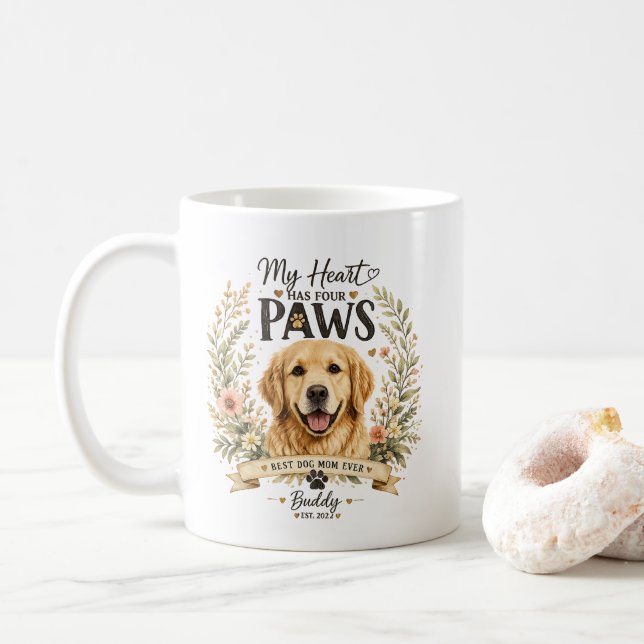 Café Caneca de Mãe de Cachorro Golden Retriever Persona (Com Donut)