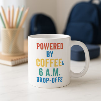Café Caneca de manhã de trás para a escola; com aliment