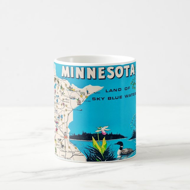 Café Caneca de Mapa Antigo de Minnesota em Postcard (Centro)