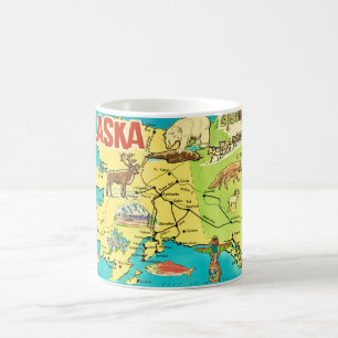 Café Caneca de Mapa Antigo do Alasca em Postcard