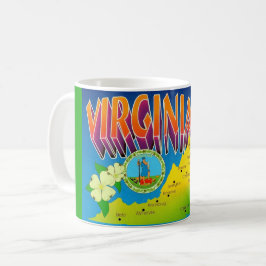 Café Caneca de Mapa Colorido Vibrante da Virgínia