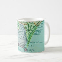 Caneca de Mapa da Costa da Geórgia Antiga em Postc