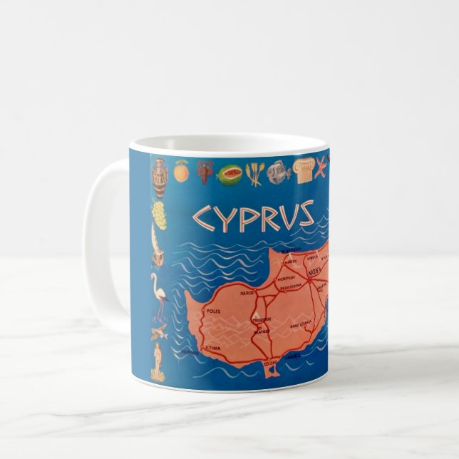 Café Caneca de Mapa de Chipre em Cartão Postal (Frente Esquerda)