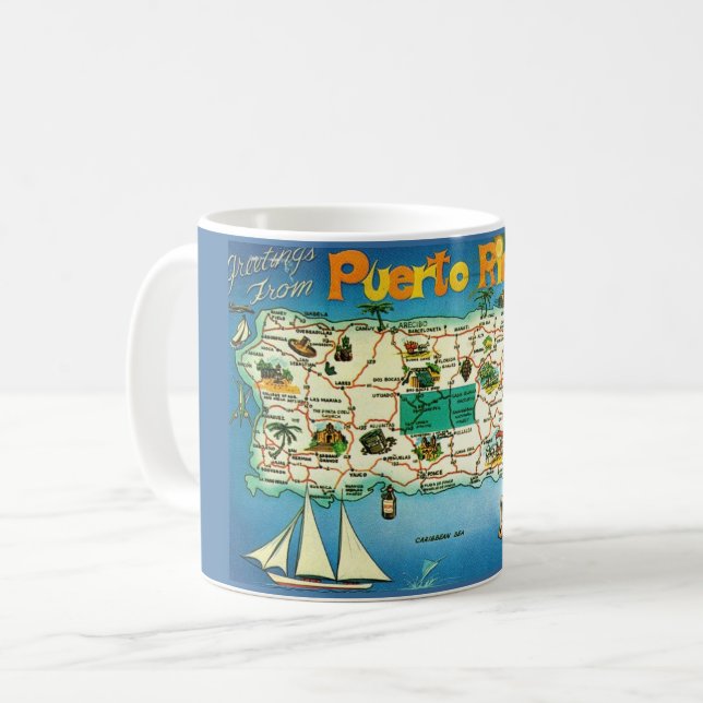 Café Caneca de Mapa de Porto Rico (Frente Esquerda)