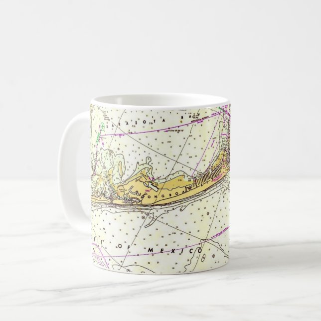 Café Caneca de Mapa Náutico da Chave Lnboat (Frente Esquerda)
