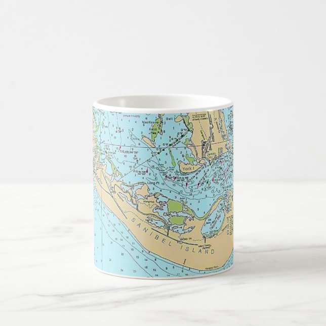 Café Caneca de Mapa Náutico de Sanibel Captiva na Flóri (Centro)