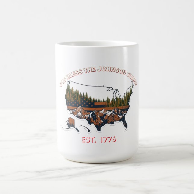 Café Caneca de Mapa Personalizado Deus Abençoe a Famíli (Centro)