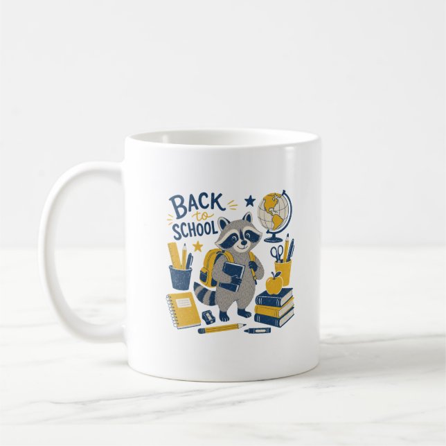 Café Caneca de Mapache de Volta às Aulas (Esquerda)