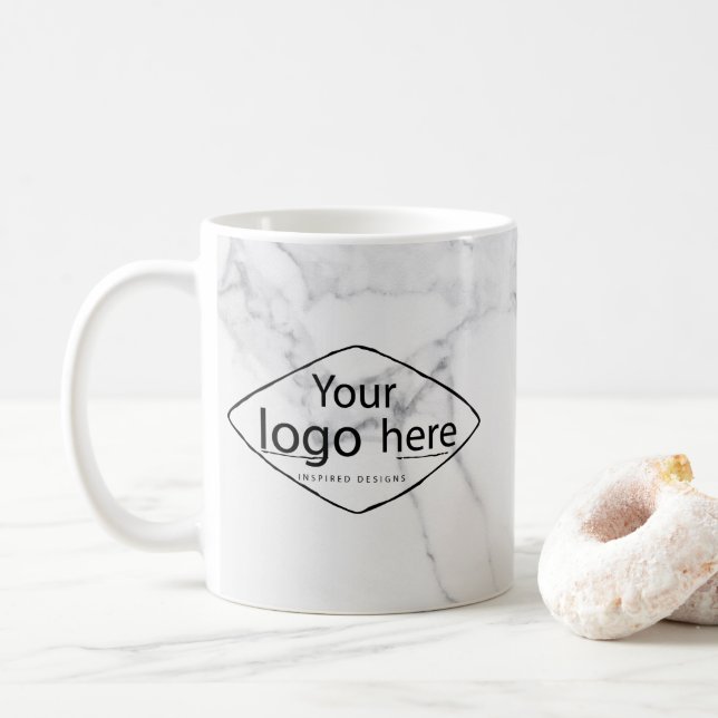 Café Caneca de Mármore Personalizada Elegante - Logotip (Com Donut)