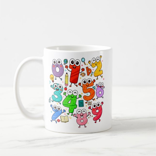 Café Caneca de matemática com números de desenho animad (Esquerda)