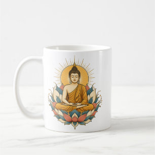 Café Caneca de Meditação Buda Nascer do Sol Lótus