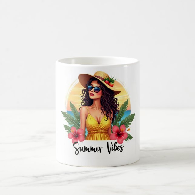 Café Caneca de Menina da Moda Vibes de Verão Tropical (Centro)