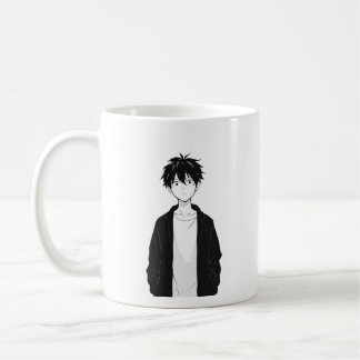 Café Caneca de Menino Anime Minimalista
