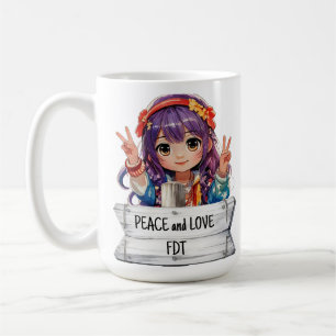Café Caneca de Merch Contra Trump Paz e Amor
