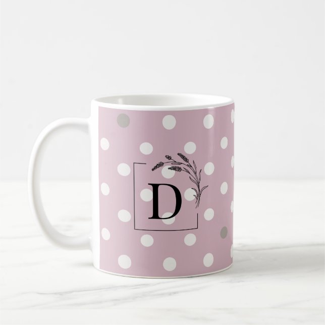 Café Caneca de Monograma com Pontos Pink Blush e Marfim (Esquerda)