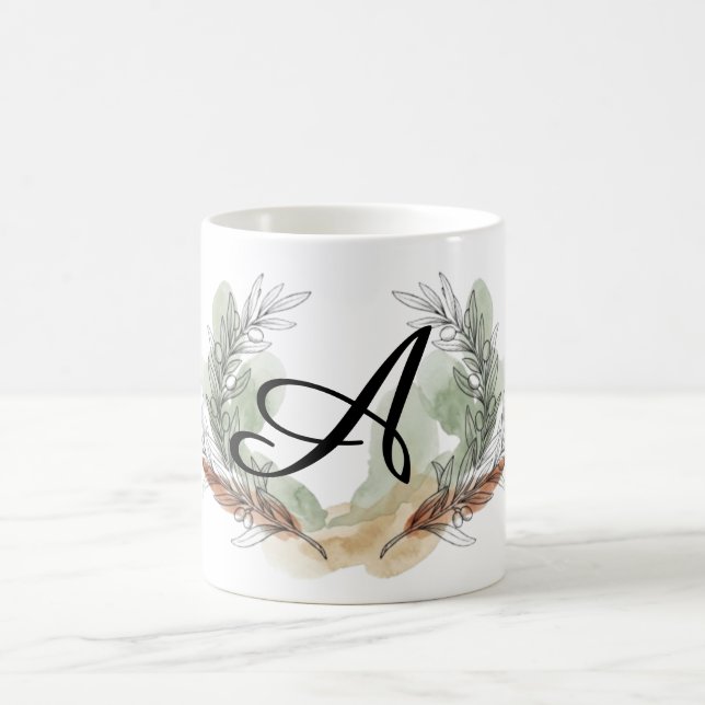 Café Caneca de Monograma com Ramo de Oliveira Personali (Centro)