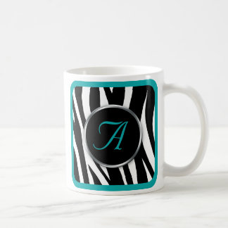 Café Caneca de Monograma de Teto Impresso Chic Zebra