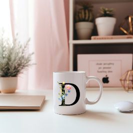 Café Caneca de Monograma Inicial Floral D