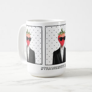 Café Caneca de Morango Fofo com Óculos de Sol