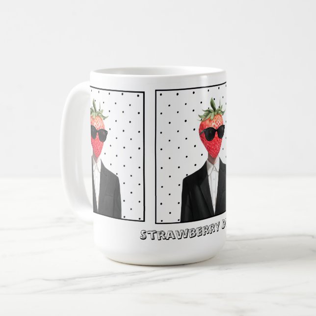 Café Caneca de Morango Fofo com Óculos de Sol (Frente Esquerda)