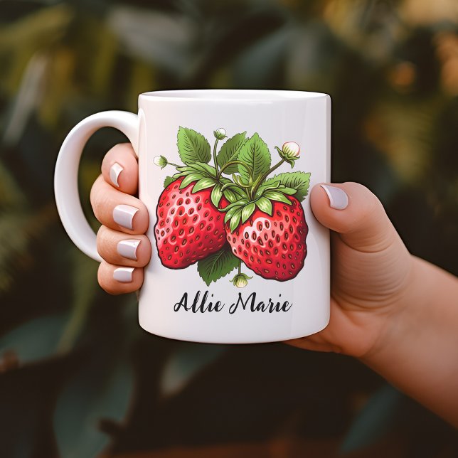 Café Caneca de Morango, Presente Personalizado de Anive (Personalized Strawberry Mug, Customized Strawberry, custom name mug, personalized name mug,)