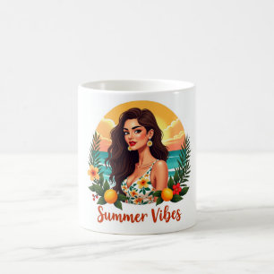 Café Caneca de Mulher Vibrações de Verão Tropical