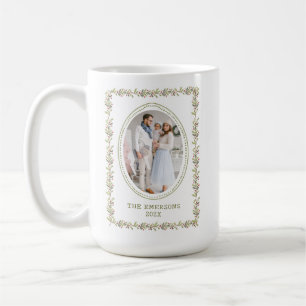 Café Caneca de Natal Botânica Verde Rústica