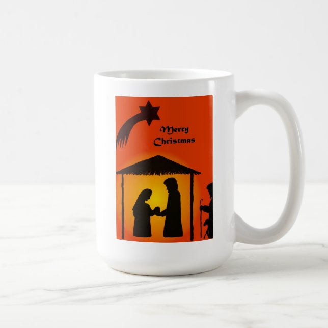Café Caneca de Natal Branca com Silhouette de Natividad (Direita)