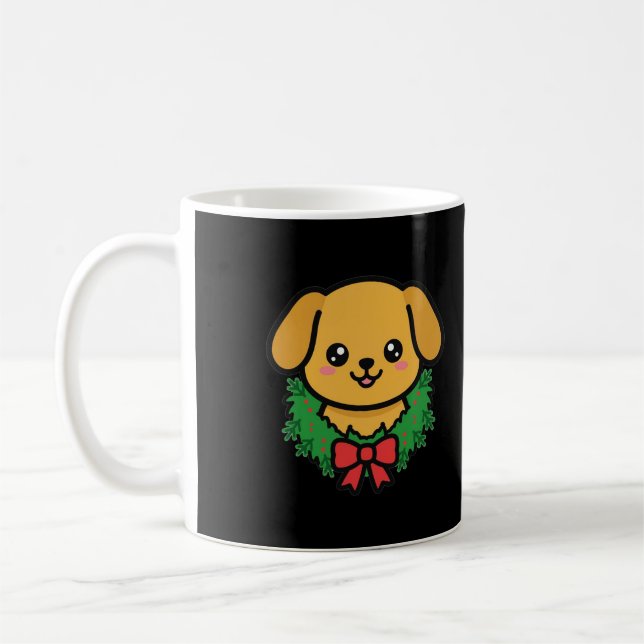 Café Caneca de Natal Cachorrinho com Coroa (Esquerda)