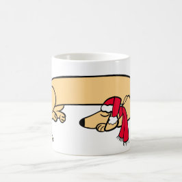 Café Caneca de Natal Cachorro Dachshund Dormindo