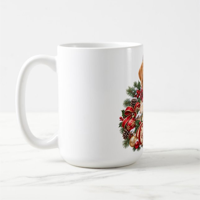 Café Caneca de Natal Cachorro Labrador Alegre (Esquerda)