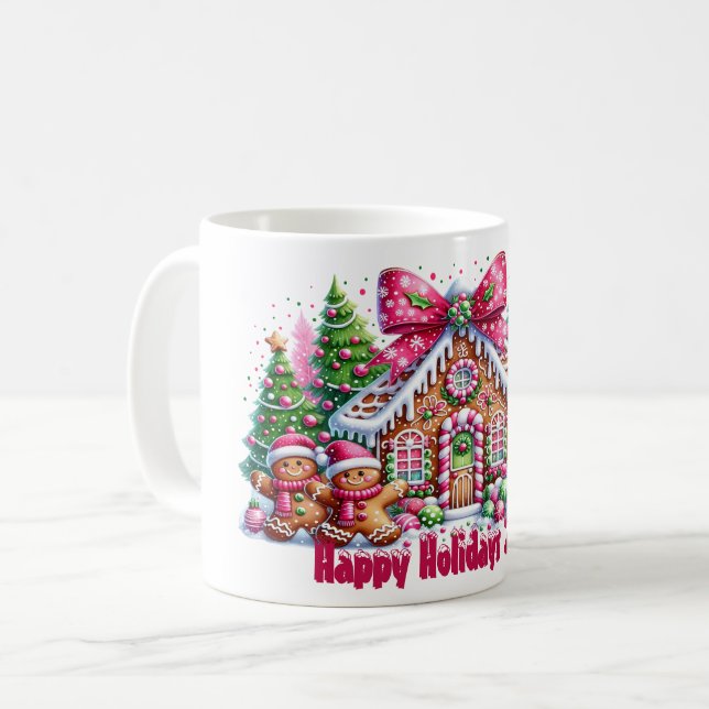 Café Caneca de Natal Casa de Biscoito de Natal Feliz Na (Frente Esquerda)