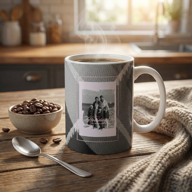 Café Caneca de Natal com foto rústica xadrez moderna (Criador carregado)